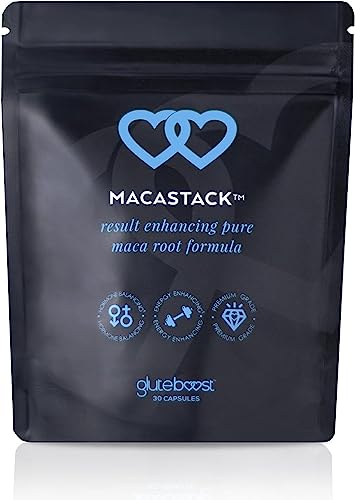 Gluteboost Organic Maca Root Supplement - Supports Energy, Muscle Growth and Recovery, Hormone Balance During PMS and Menopause - Pure Yellow Maca Root Powder Filled Pills - 30 Count