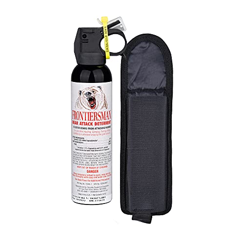 SABRE Frontiersman 9.2 oz. Bear Spray, Maximum Strength 2.0% Major Capsaicinoids, Powerful 35 ft. Range Deterrent, Outdoor Camping & Hiking Protection, Quick Draw Holster & Multipack Options