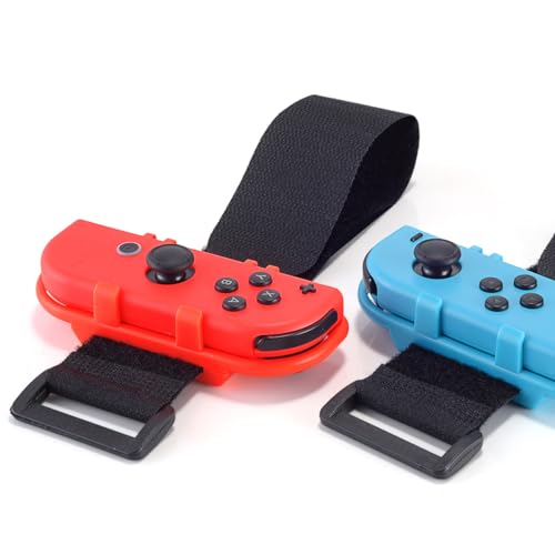 JoyHood Pack of 2 Wrist Wraps for Dance Game Zumba Burn It Up for Switch/Switch OLED Joy-Con, Adjustable eElastic Bands, Switch Controller Accessories (Red & Blue)