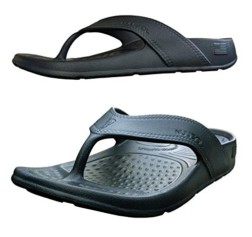 NUUSOL Unisex Cascade Flip Flop | Non-Slip Comfort Sandal for Active Lifestyles, Eclipse Black, 9 Women/8 Men