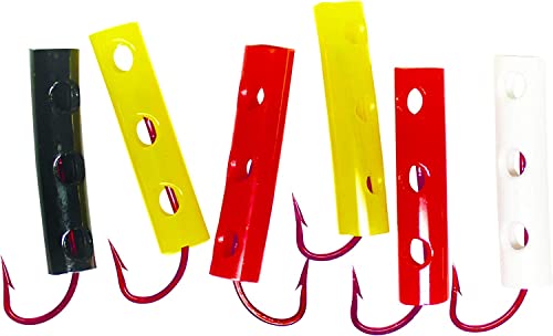 Team Catfish EZ Load Dip Tube J-Hooks (6 Pack) 6 Vented Tubes for Stink Bait, Multi-Color Red, White & Yellow