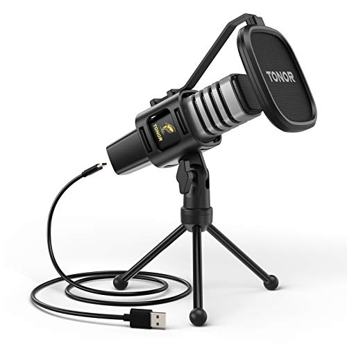 USB Microphone, TONOR Cardioid Condenser Computer PC Mic with Tripod Stand, Pop Filter, Shock Mount for Gaming, Streaming, Podcasting, YouTube, Voice Over, Twitch, Compatible with Laptop Desktop, TC30