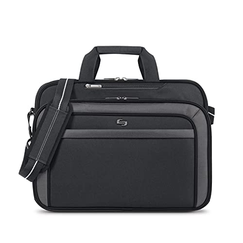 Solo New York Empire 17.3-Inch Laptop Briefcase, TSA Friendly, Black/Grey