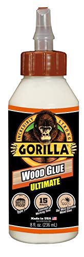 Gorilla Ultimate Waterproof Wood Glue, 8 Ounce, Natural Wood Color, (Pack of 1)