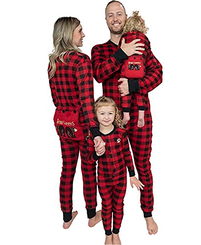 Lazy One Flapjacks, Matching Pajamas for The Dog, Baby & Kids, Teens, and Adults (Plaid Bear Cheeks, Small)
