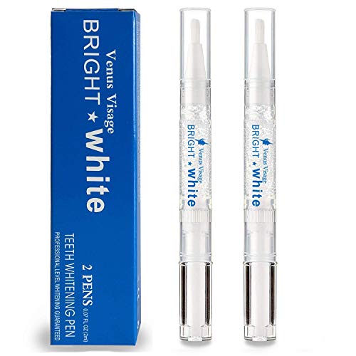 Venus Visage Teeth Whitening Pen (2 Pens), 20+ Uses, Effective＆Painless, No Sensitivity, Travel-Friendly, Easy to Use, Beautiful White Smile, Natural Mint Flavor (Mint)