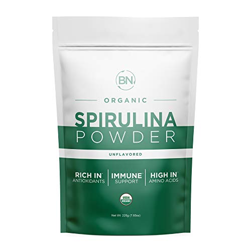 Spirulina Powder Organic 225g - 64 Servings 3.5g Serving Size - USDA Certified - RAW Nutrient Dense Over 70% Protein Per Serving - Purest Source Vegan Protein - Superfood