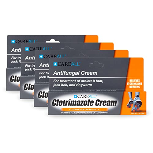 CareAll (4 Pack 1.0 oz. Clotrimazole Antifungal Cream 1%, Cures Most Athlete’s Foot, Jock Itch and Ringworm
