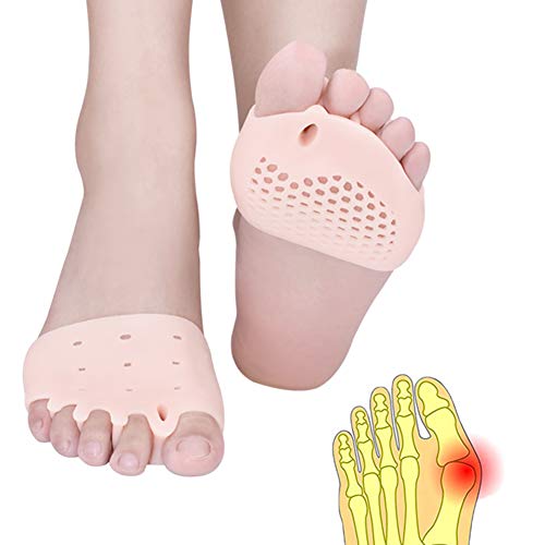 Metatarsal Pads,Gel Toe Separator, Metatarsal Cushion New Material, (4 PCS Nude), Breathable & Soft Gel, Toe Spacers, Forefoot Pads, Great for Blisters, Diabetic Feet.