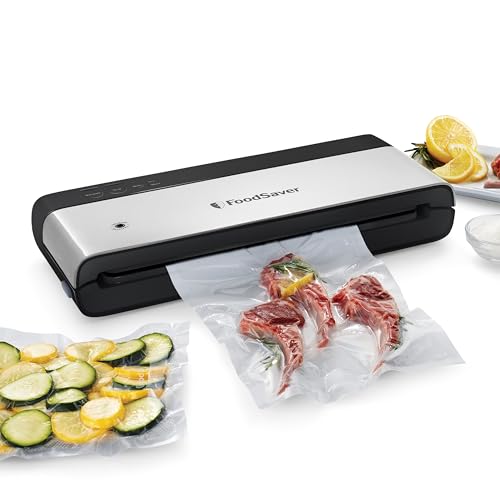 FoodSaver Vacuum Sealing Machine | PowerVac Compact Vacuum Sealer | Vertical Storage | Stainless Steel & Black | VS0150