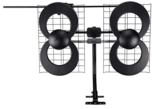 Antennas Direct ClearStream 4V TV Antenna, 70+ Mile Range, UHF/Vhf, Multi-Directional, Indoor, Attic, Outdoor, Mast W/Pivoting Base/Hardware/Adjustable Clamp/Sealing Pads, 4K Ready, Black – C4-V-CJM