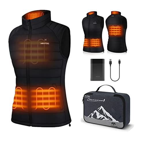 HEATOO Women’s Heated Vest with 10000mah Battery Pack, Lightweight Heated Clothing with 4 Heating Zones