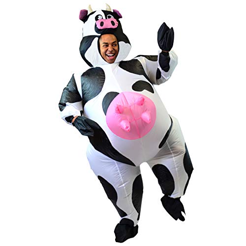 Spooktacular Creations Inflatable Costume Air Blow-up Deluxe Halloween Cow Costume - Adult Size (5'3'' to 6'3'')