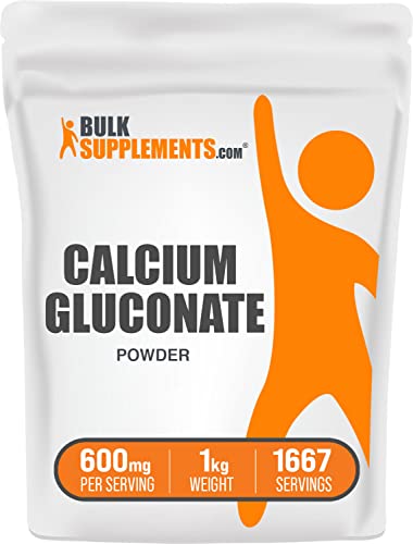 BulkSupplements.com Calcium Gluconate Powder - Calcium Gluconate Supplement - Calcium Powder Supplement - Calcium Supplement - 600mg (55mg Calcium) per Serving (1 Kilogram - 2.2 lbs)