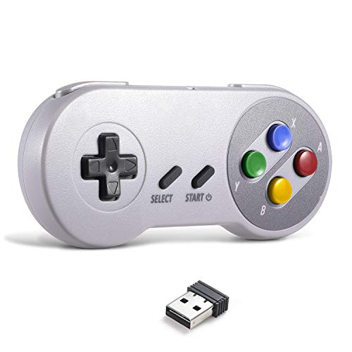 Wireless USB SNES Controller,MODESLAB 2.4GHz Retro Rechargeable Classic SNES PC USB Gamepad Controller for Windows PC MAC Linux Raspberry Pi