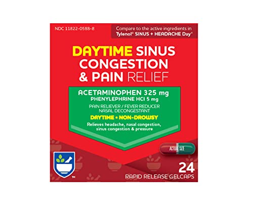 Rite Aid Non-Drowsy Daytime Sinus Congestion & Pain Relief, Rapid Release Gelcaps - 24 Count | Nasal Decongestant | Cold Medicine for Adults | Allergy Medication | Allergy Relief | Sinus Relief