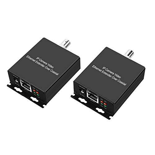 IP Over Coax POE Over Coax EOC Converter 1 Channel IP Camera Video and Power Long Distance Extender Over Coaxial Ethernet Video and Power Transmitter Over Coaxial Cable Up to 100Mbps in 400m 2 Pack