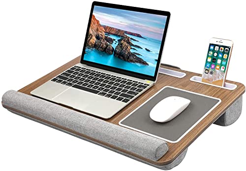 HUANUO Lap Desk - Fits up to 17 inches Laptop Desk, Built in Mouse Pad & Wrist Pad for Notebook, MacBook, Tablet, Laptop Stand with Tablet, Pen & Phone Holder - HNLD6