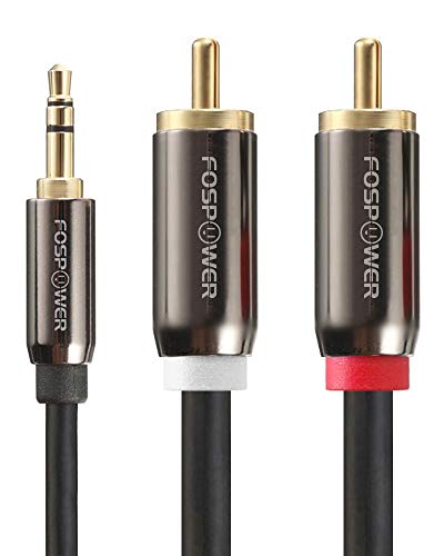 3.5mm to RCA Cable (25FT), FosPower RCA Audio Cable 24K Gold Plated Male to Male Stereo Aux Cord [Left/Right] Y Splitter Adapter Step Down Design