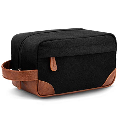 Vorspack Toiletry Bag Hanging Dopp Kit for Men Water Resistant Canvas Shaving Bag with Large Capacity for Travel- Black