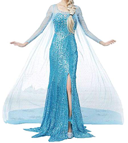 Kovenic Cosplay Princess Dress Women Girls Halloween Cosplay Costume Fancy Party Dress Up, Blue, Female-Medium