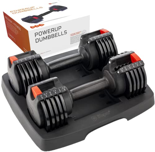 Lifepro 15lb Adjustable Free Weights Dumbbell Sets with Rack - Adjustable Weights Dumbells For Strength Training, Adjustable Dumbbells Set Of 2 For Muscle Building - Hand Weights Set For Home Gym