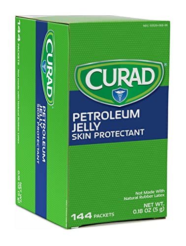 Curad Petroleum Jelly Skin Protectant, 5-g Foil Packet, 0.18-oz, 144 Count (Pack of 6)