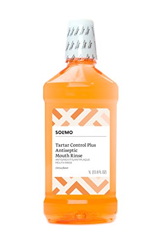 Amazon Brand - Solimo Tartar Control Plus Antiseptic Mouth Rinse, Citrus, 1 Liter, 33.8 Fluid Ounces, Pack of 1