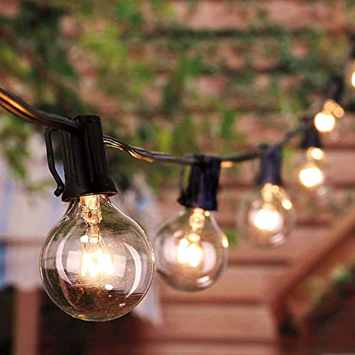 25FT 2Pack Outdoor String Lights G40 Globe Patio Lights with 52(2 Spare) Edison Glass Bulbs, Waterproof Connectable Hanging Christmas Lights for Backyard Porch Balcony Party Xmas Decor, E12 Socket