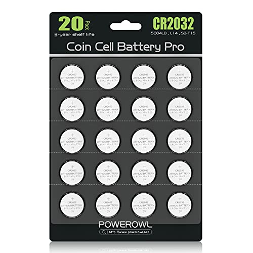 POWEROWL High Capacity CR2032 Battery (20-Pack) 3v Lithium Batteries, 10 Years Leak-Free, Long Lasting Cr 2032