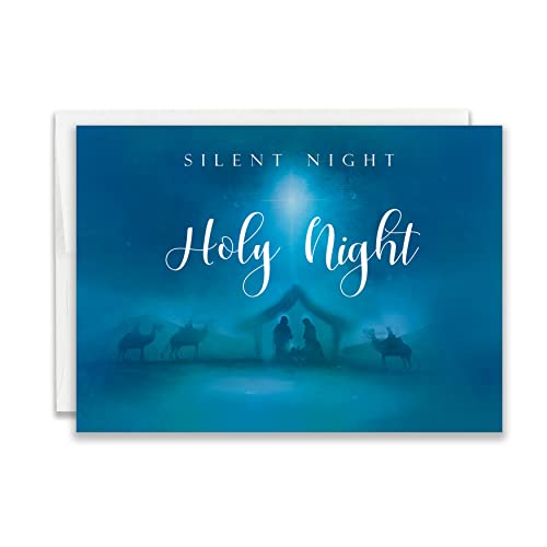 Silent Night Religious Christmas Card with Scripture - Pack of 24