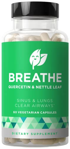 Breathe Inhaler Support Supplement – Sinus, Lungs, Open & Clear Airways – Seasonal Nasal Health, Bronchial Wellness, Healthy Chest – Quercetin, Vitamin D, Bromelain Pills – 60 Vegetarian Soft Capsules