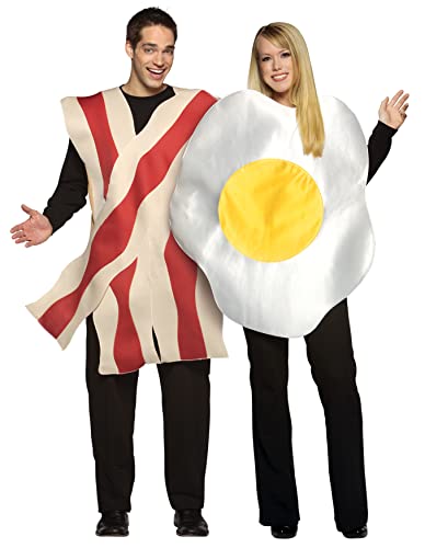 Rasta Imposta unisex adult Bacon and Eggs Couples Sized Costumes, White/Brown, Standard US