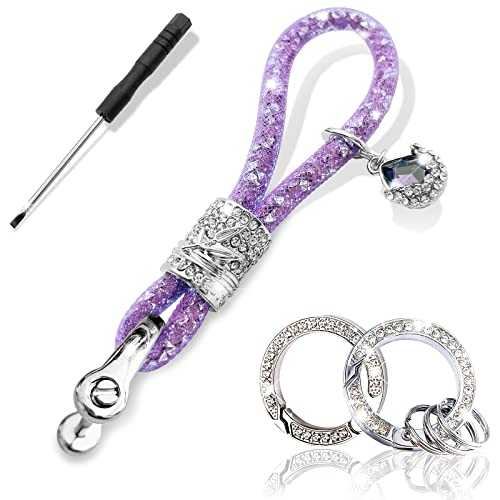 Crystal Car Keychain for Women, Fashion Keychain Accessories With Bling Rhinestones, Universal for Car Key (purple)