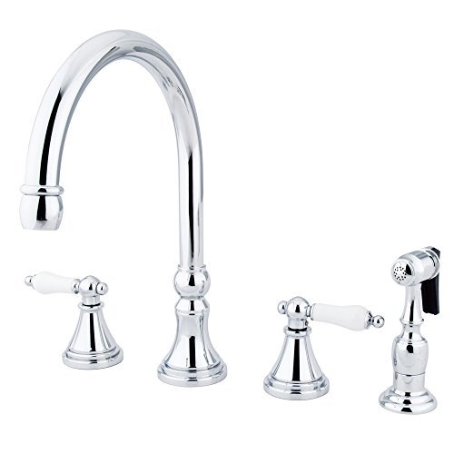 Nuvo Elements of Design ES2791PLBS Governor 8' to 16' Widespread Kitchen Faucet with Brass Sprayer, 8-1/4', Polished Chrome