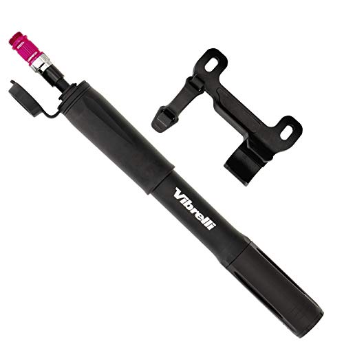 Vibrelli Mini Bike Pump with Gauge - Presta & Schrader - 110 PSI - Portable Bicycle Pump for Road, Mountain, BMX Bike Tires - Mounting Bracket Included