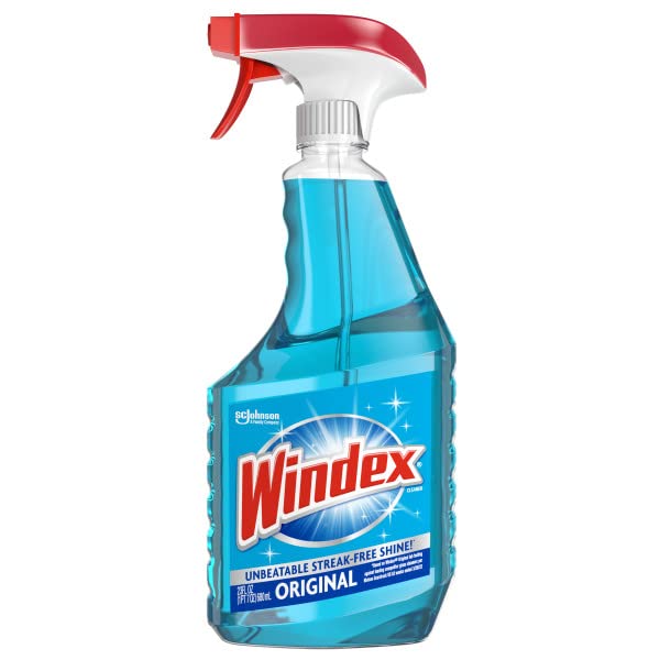 Windex Glass and Window Cleaner Spray Bottle, Bottle Made from 100% Recycled Plastic, Original Blue, 23 fl oz