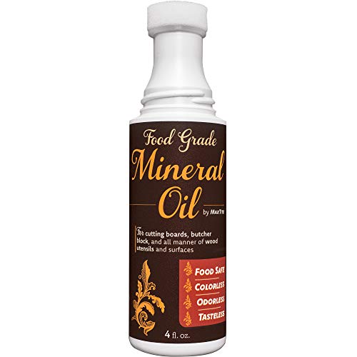 Easy-Applicator Mineral Oil for Cutting Boards and All Wood Care, Ultrapure Food Grade (4oz with Foam Applicator Tip) Made in USA