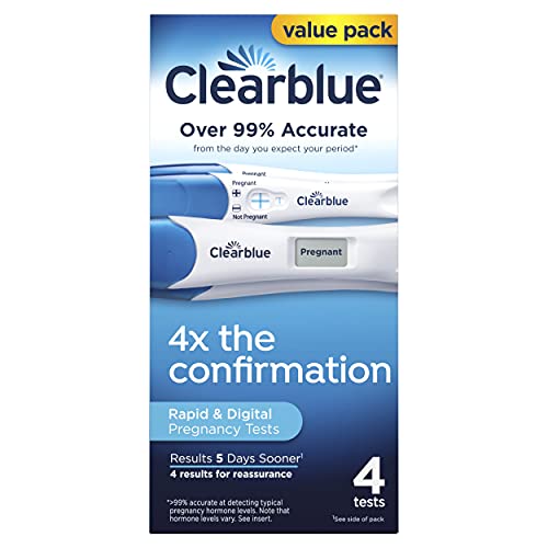 Clearblue Clearblue Pregnancy Test Combo Pack, 4ct - 2 Digital with Smart Countdown & 2 Rapid Detection - Value Pack