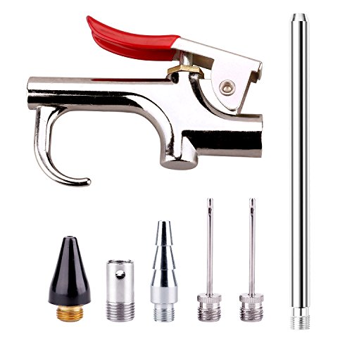 WYNNsky Air Blow Gun Accessory Kit with 5 Interchangeable Nozzles - 7 Pieces Air Compressor Tools Kit