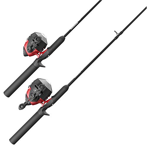 Zebco 202 & 404 Spincast Reels and Fishing Rod Combos (2-Pack), 5-Foot 6-Inch 2-Piece Fishing Pole, Size 30 and 40 Reels, Right-Hand Retrieve, Pre-Spooled with 10 lb and 15 lb Cajun Line, Black/Red