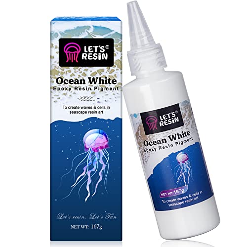 LET'S RESIN Ocean White Epoxy Resin Pigment 167g/5.89oz, High Concentrated Pigment Paste for Epoxy Resin & UV Resin, UV Resistant Opaque Pigment for Creates Cells & Lacing, 3D Flower Resin Coasters