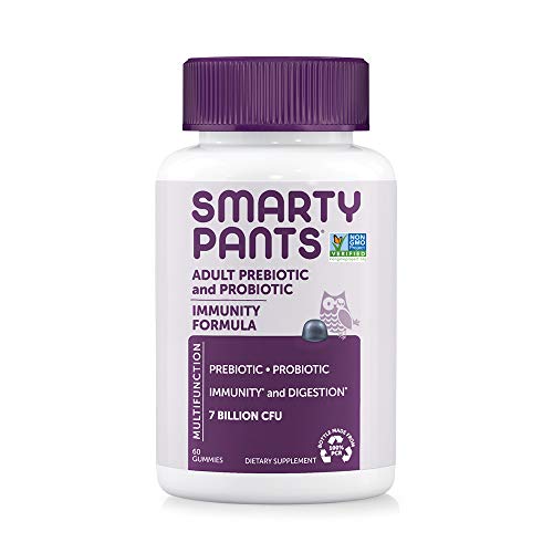 SmartyPants Adult Probiotic Immunity Gummies: Prebiotics & Probiotics for Immune Support & Digestive Comfort, Blueberry Flavor, 60 Gummy Vitamins, 30 Day Supply, No Refrigeration Required