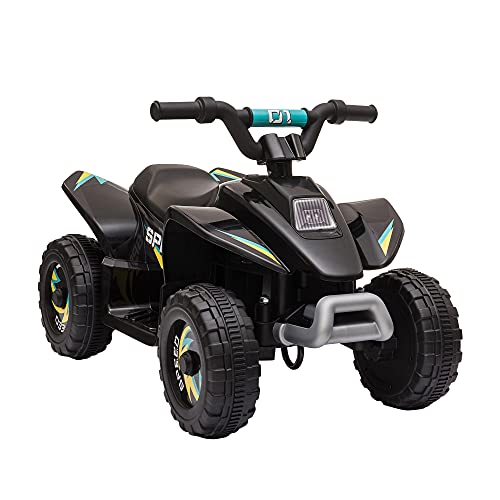 Aosom 6V Kids ATV Ride on 4-Wheeler Car, Electric Quad Toy Battery Powered Vehicle with Forward/Reverse Switch for 18-36 Months Old Toddlers, Black