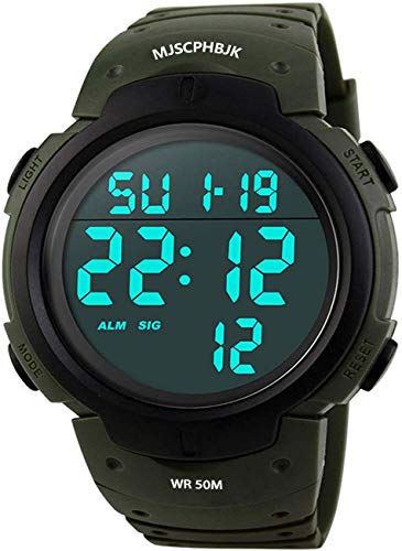 Mens Digital Watch, Sports Military Watches Waterproof Outdoor Chronograph Watch for Men with LED Back Ligh/Alarm/Date