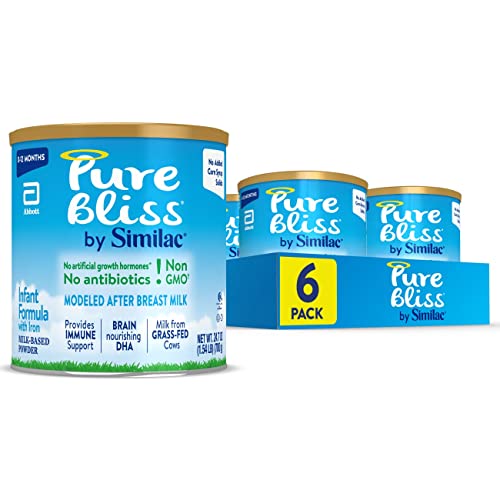 Pure Bliss by Similac Infant Formula, Gentle, Easy to Digest, Non-GMO, Powder, 24.7-oz Can, Pack of 6