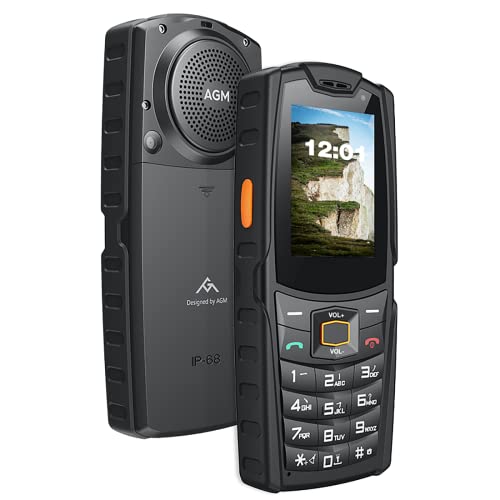 AGM M7 Rugged Phone, IP68 Waterproof Outdoor Phone, 2500mAh Battery Unlocked 4G Cell Phone for Seniors Dual SIM Biggest Speaker 2.4' Touch Screen 1GB+8GB Facebook/Skype/TikTok-Black