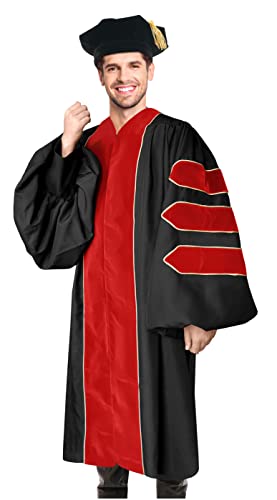 YIIOSS Unisex Deluxe Doctoral Graduation Gown with Tam 8-Sided for Doctoral Regalia Rad