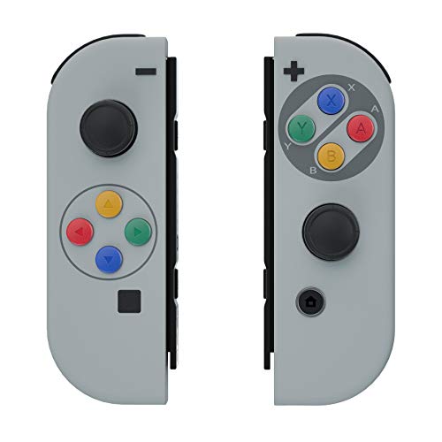 eXtremeRate DIY Replacement Shell Buttons for Nintendo Switch & Switch OLED, SFC SNES Classic EU Style Soft Touch Housing Case with Corlorful Button for Joycon Controller- Console Shell NOT Included
