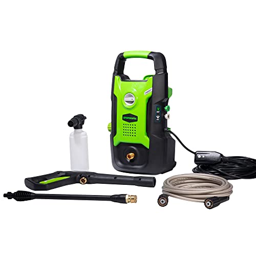 Greenworks 1600 PSI (1.2 GPM) Electric Pressure Washer (Ultra Compact / Lightweight / 20 FT Hose / 35 FT Power Cord) Great For Cars, Fences, Patios, Driveways